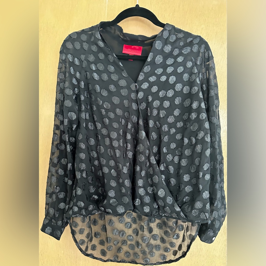 Brand New Black Polka Dot Blouse Size M By Jennifer Lopez